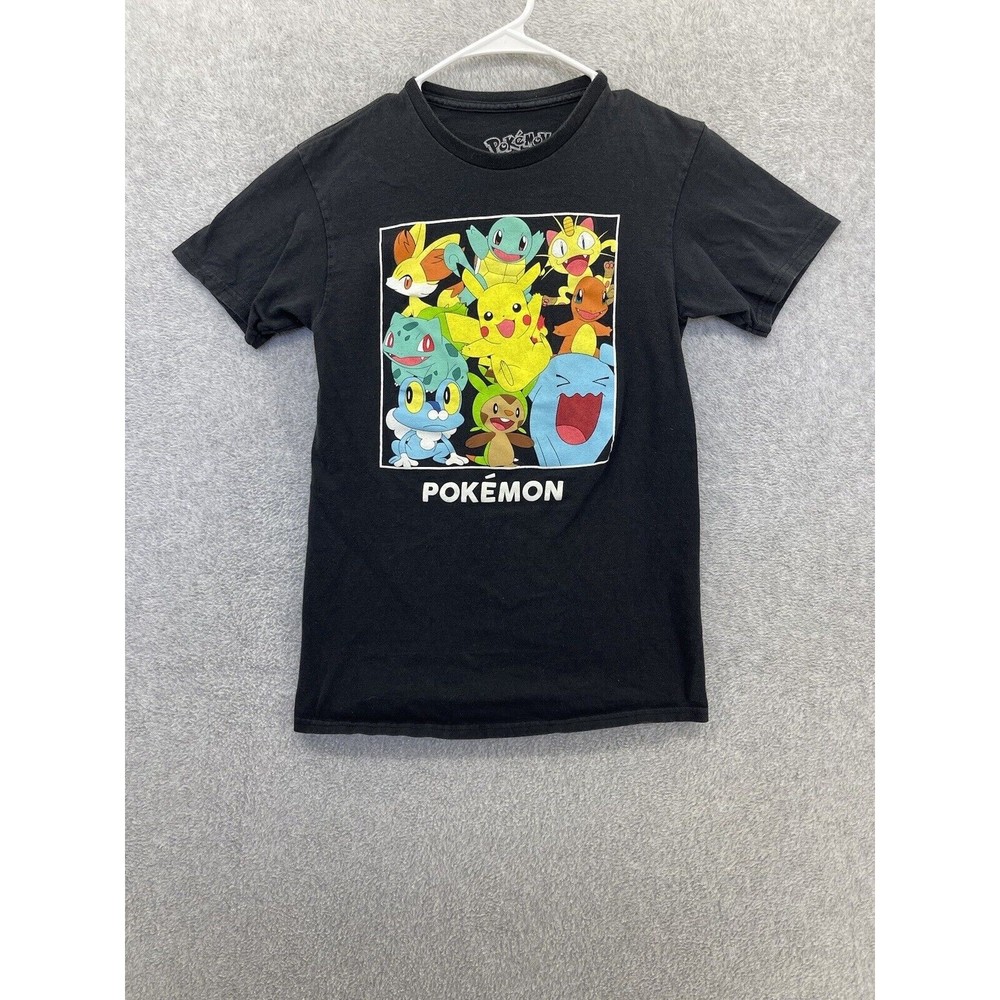 Pokemon Kids Shirt Short Sleeve Graphic Print Size Small Cotton Solid Black